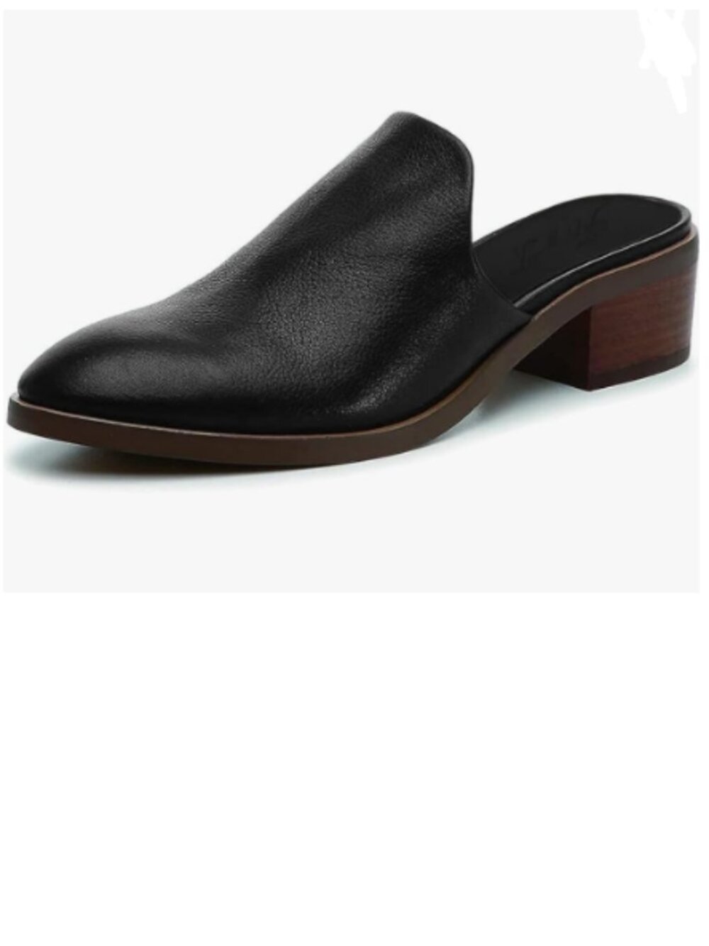 FOWT Black Round Toe Mules Slip On Retro Loafer Low Chunky Heel Slides Slippers